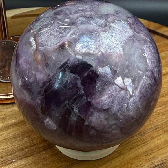 Lepidolite Purple Mica Sphere Flashy Natural Crystal 62.8mm 368.54g - Picture 6 of 6